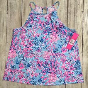 NWT Lilly Pulitzer Billie Halter Tank Top Celestial Blue Seek and Sea Women’s M